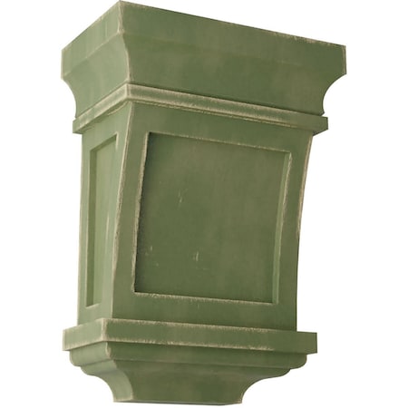 Ekena Millwork 5"W x 3"D x 7"H Santa Fe Wood Vintage Decor Corbel, Restoration Green CORWD05X03X07SFGR
